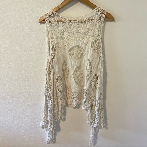 Jastie Bohemian Crochet Open Stitch Festival Vest Ivory Fairy Whimsigoth-OS - Picture 4 of 7